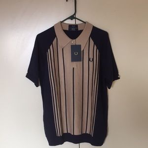 Fred Perry Reissues - Striped Knit Polo Large